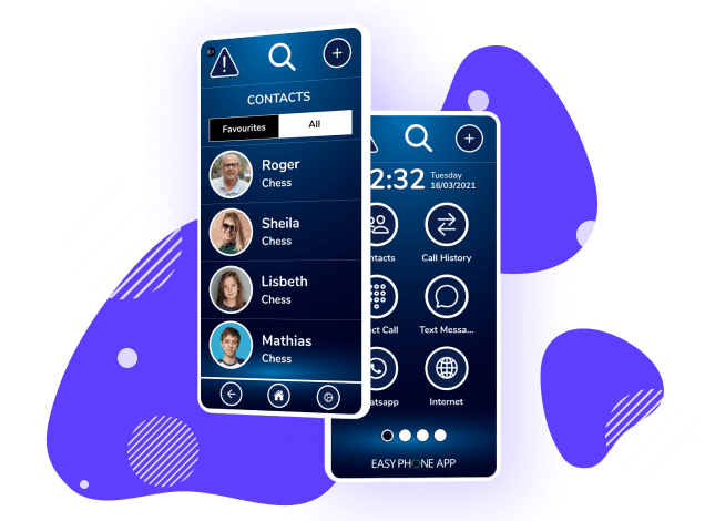 EasyPhone Launcher, A mobile application that helps elderly people to get full benefits from smartphone use - from connecting with close people to an automatic emergency call.