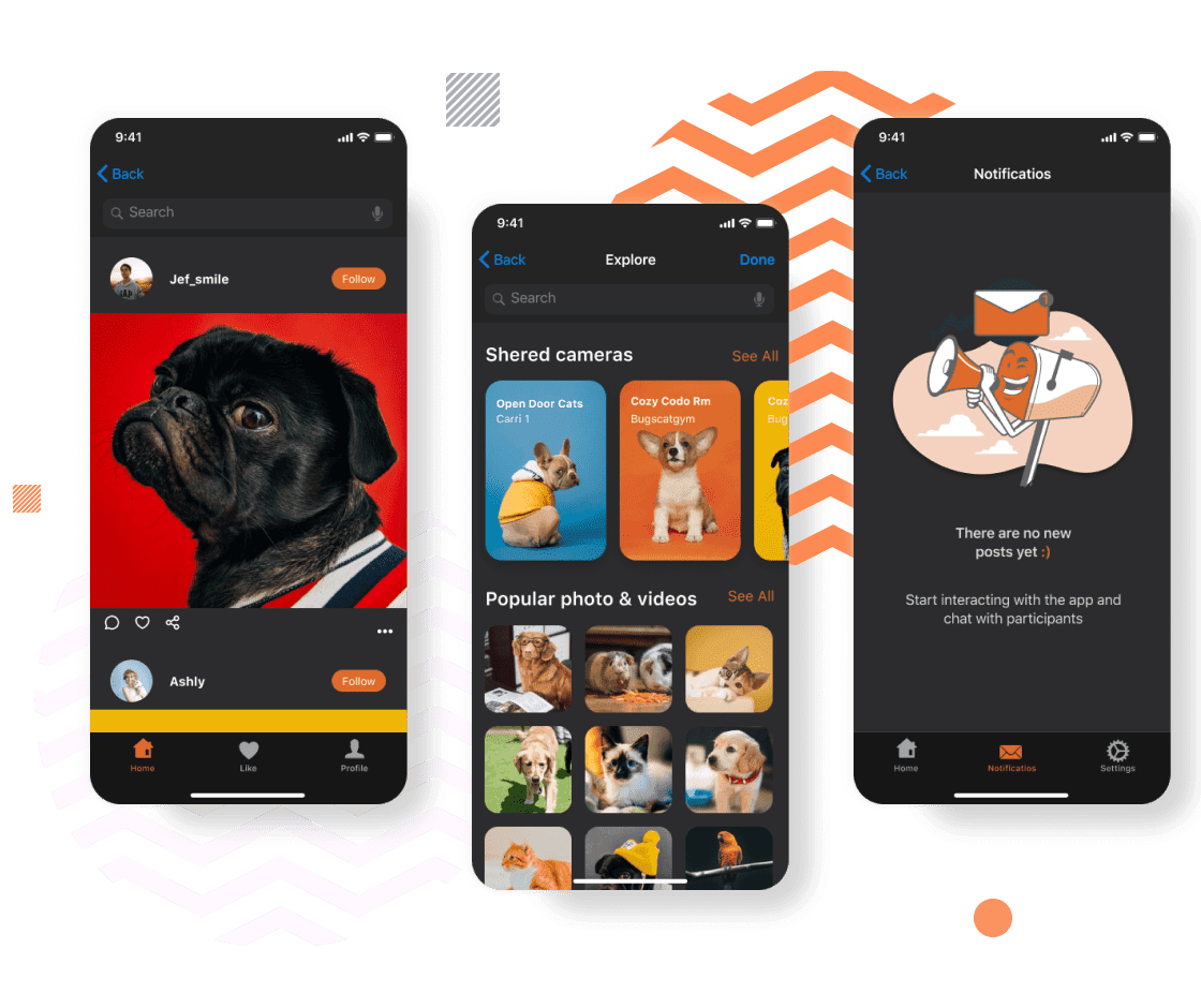Pet Monitoring System, A pet camera app connecting pet parents with their adorable pets via live video streaming and interactive games playing at distance.
